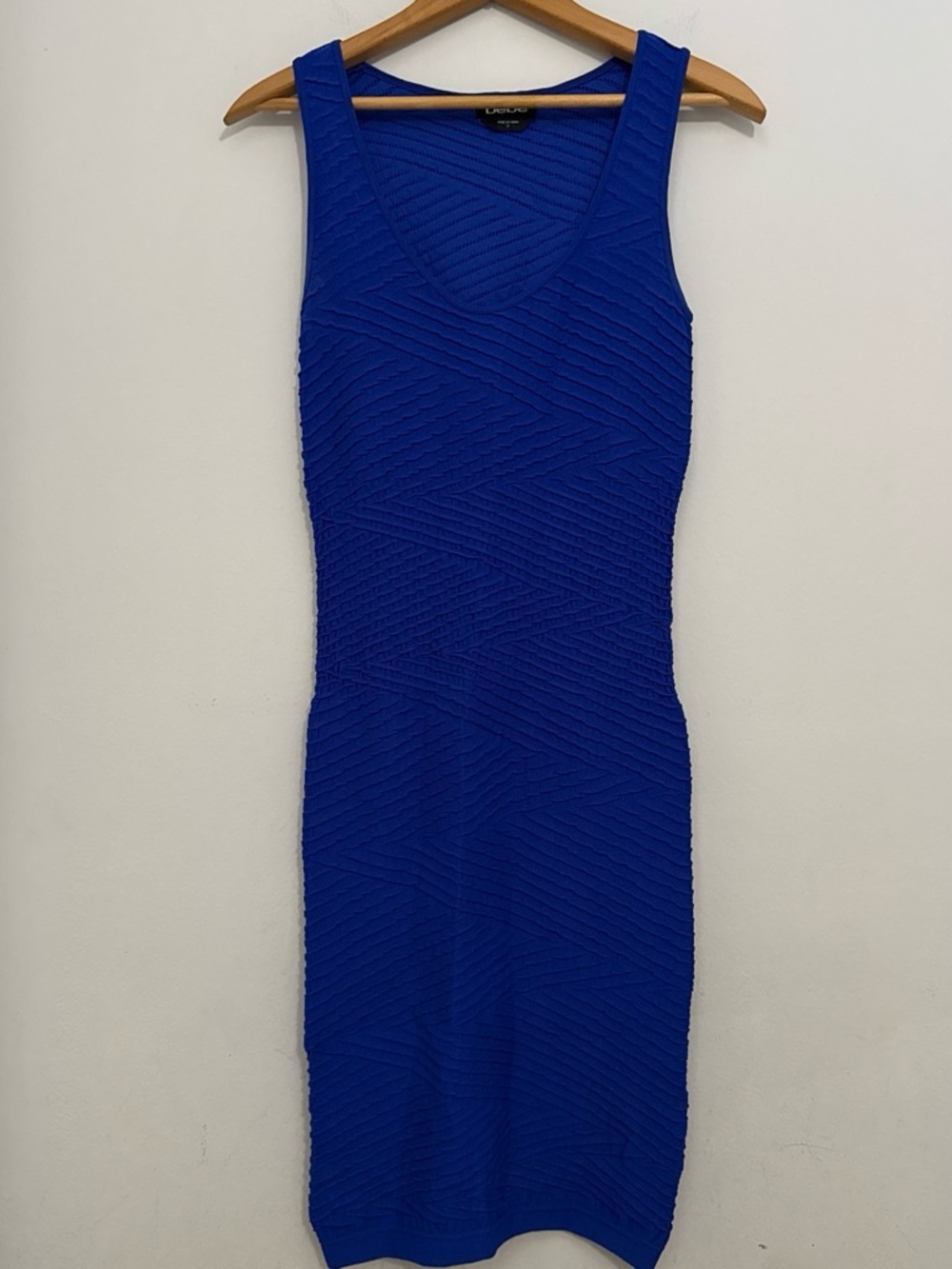 bebe Cobalt Blue Textured Sleeveless Bodycon Dress Sexy Fitted Date Night